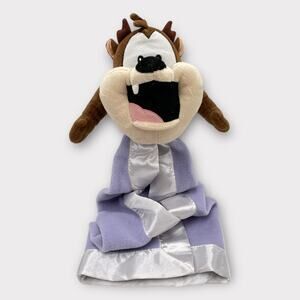 Six Flags Looney Tunes Tasmanian Devil Taz Purple Satin Lovey Security Blanket